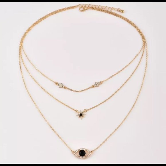 Golden Multilayer Evil Eye Necklace - Picture 3 of 5